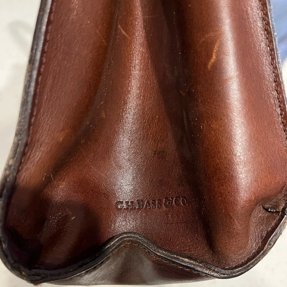 G.H. Bass brown leather tote purse bag brief case - Picture 10 of 12